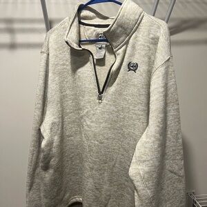 Cinch Quarter-Zip Pullover Sweatshirt in Heathered Cream